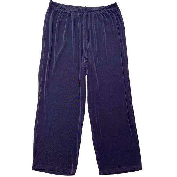 Citiknits Pants Womens 1X Blue Green Pull On Wide Leg Stretch Lagenlook Travel - Picture 1 of 10